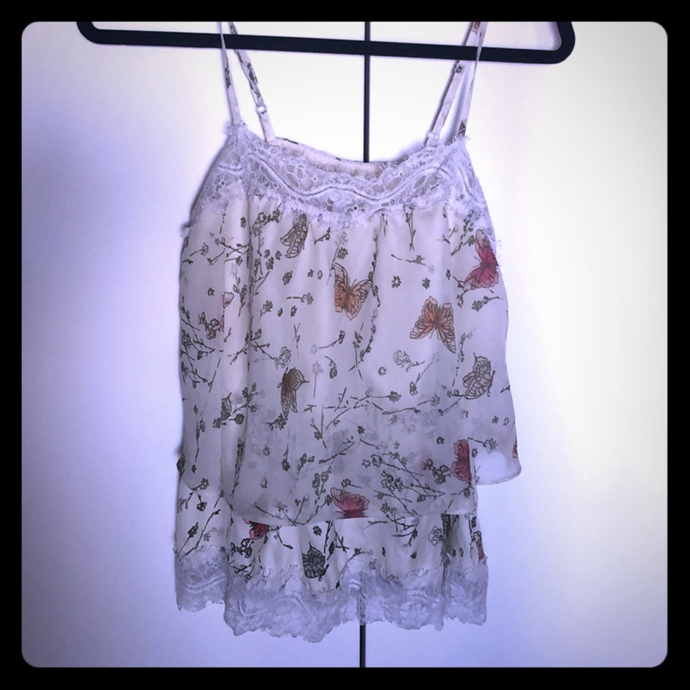 Butterfly Lace Detailed Flow Tank